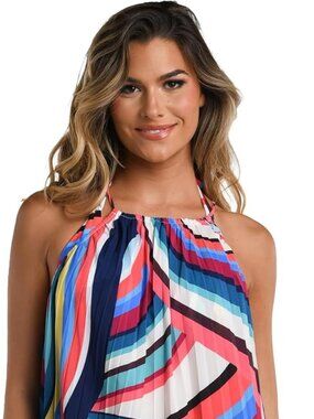 Slice of Paradise Pleated Trapeze Dress Multicolor